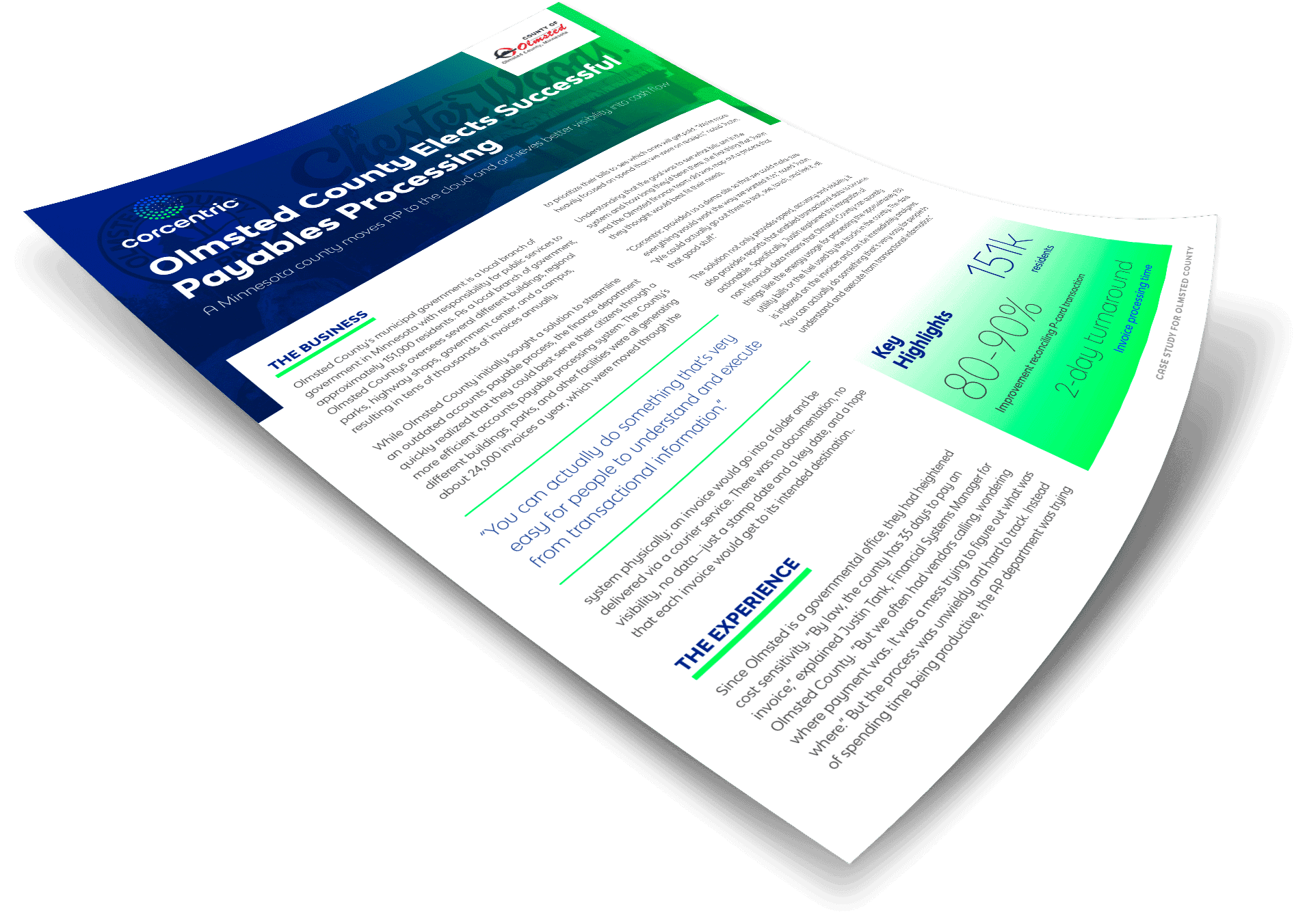 Corcentric Case Study: Olmsted County Elects Successful Payables Processing Solution