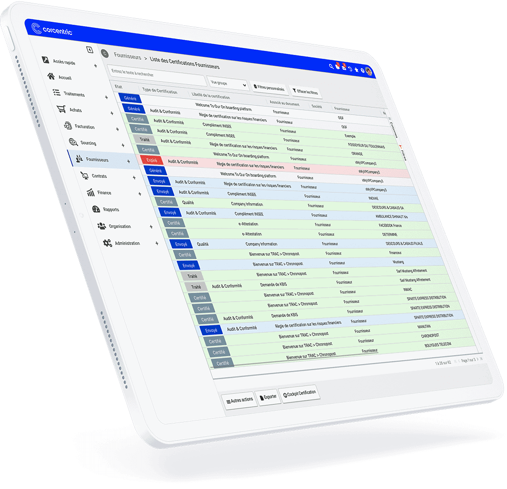 certification fournisseurs