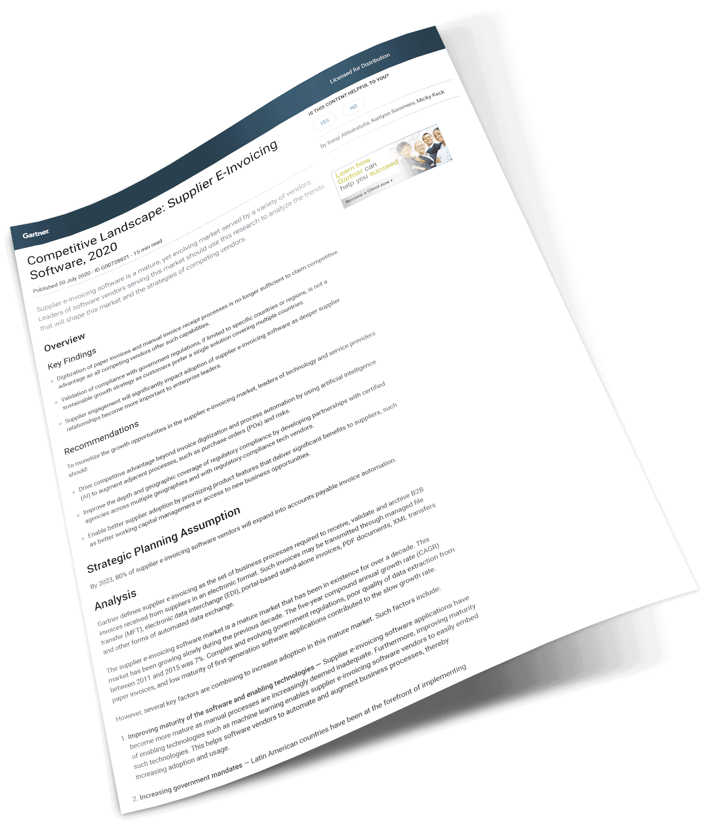 Gartner Supplier e-Invoicing Software 2020