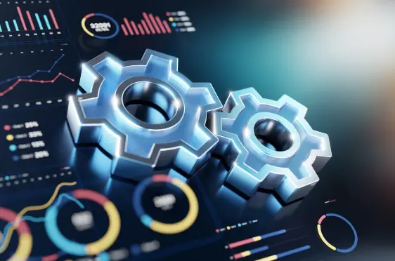 Illustration of connected gears representing three-way matching